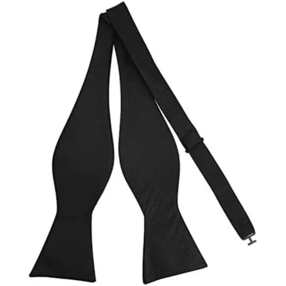 Boutique Other - MENS Solid Bowtie Woven Self Tie Bow Twill Black